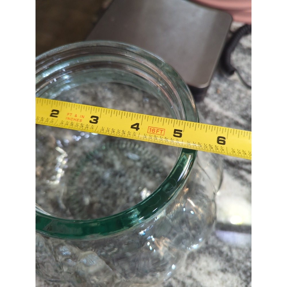 Vintage Italian Green Glass Pumpkin Shaped Canister Jar Cork Lid - Picture 8 of 8